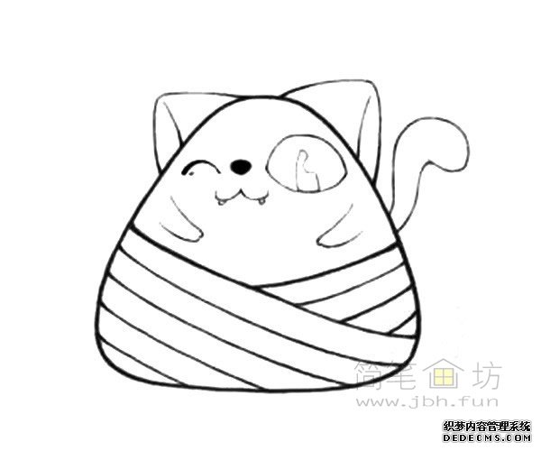 卡通小猫粽简笔画步骤教程【彩色】(4)