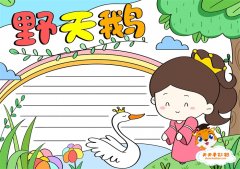 安徒生童话野天鹅手抄报教程，小学生课外阅读野天鹅手抄报模板