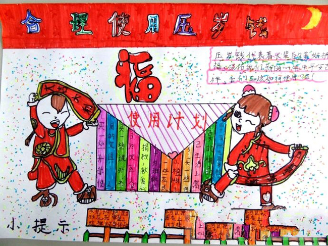 2018年春节手抄报图片大全，合理使用压岁钱