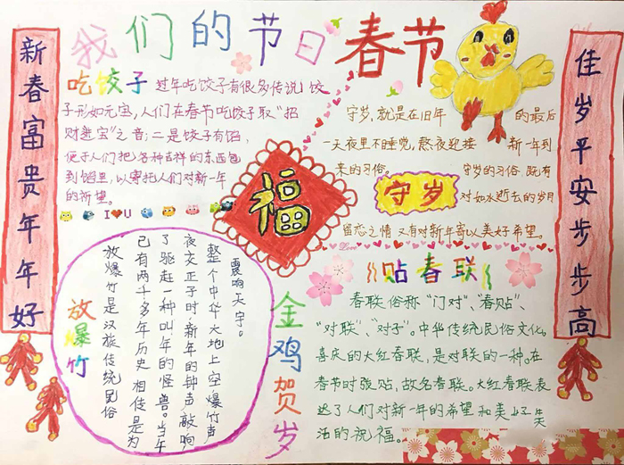2018年欢度春节手抄报，我们的节日