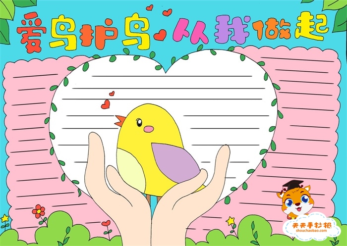 爱鸟护鸟从我做起手抄报