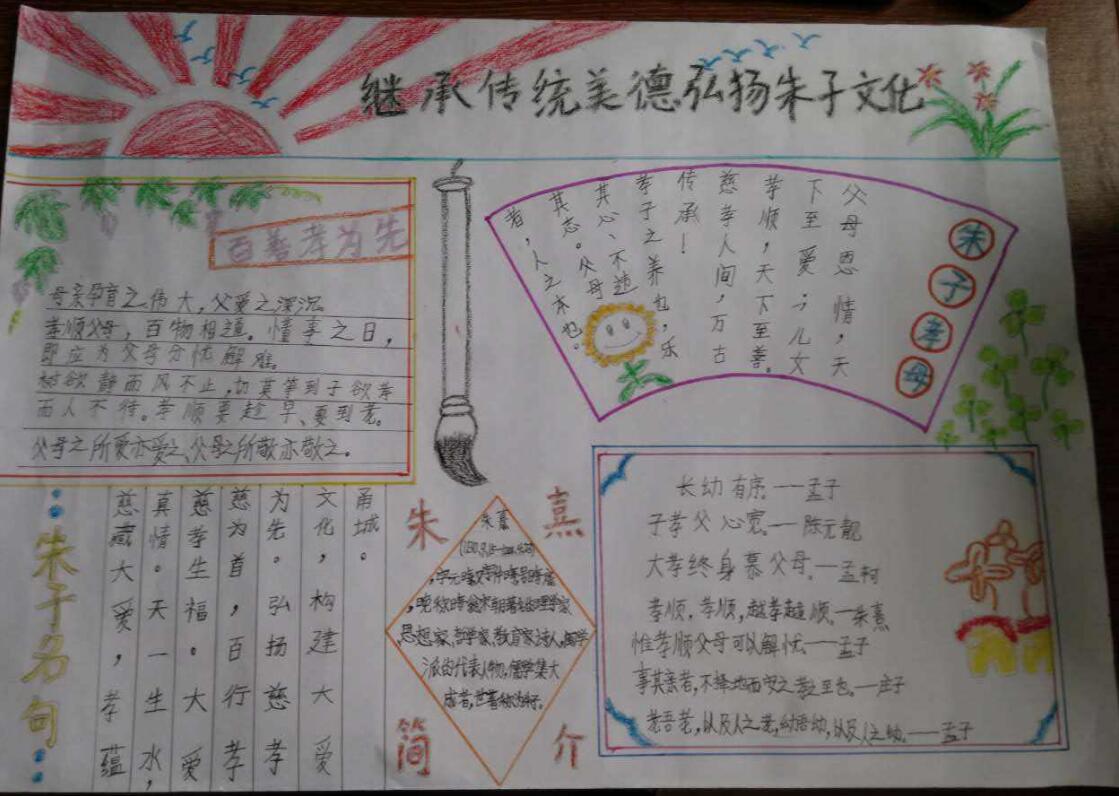 传统文化手抄报，弘扬朱子文化
