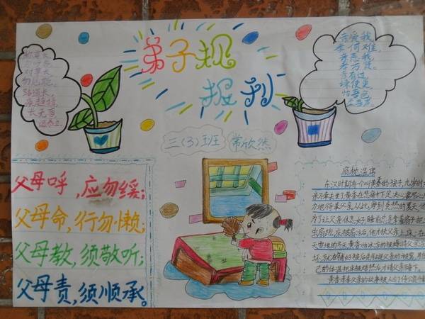 弟子规手抄报,古代圣贤智慧结晶