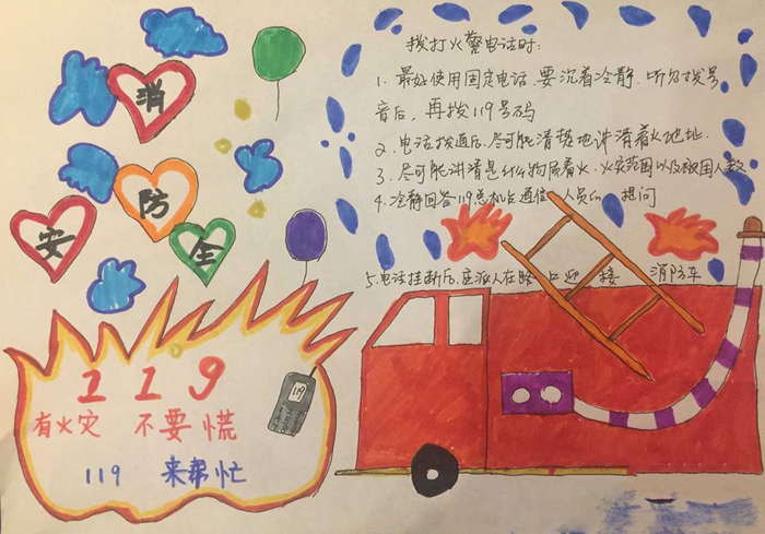 消防安全手抄报图片，有火灾不要慌