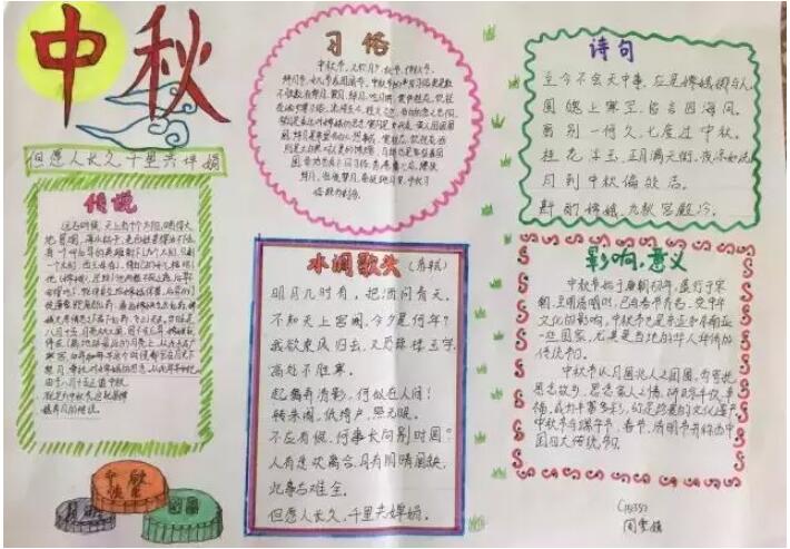 小学生中秋节手抄报，月是家乡明