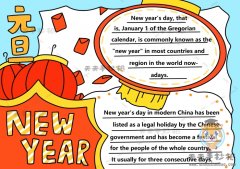 元旦英语手抄报简单画法，2023虎年元旦英语小报模板教程