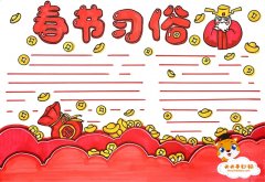 中国春节习俗手抄报怎么画，有关春节习俗的手抄报教程