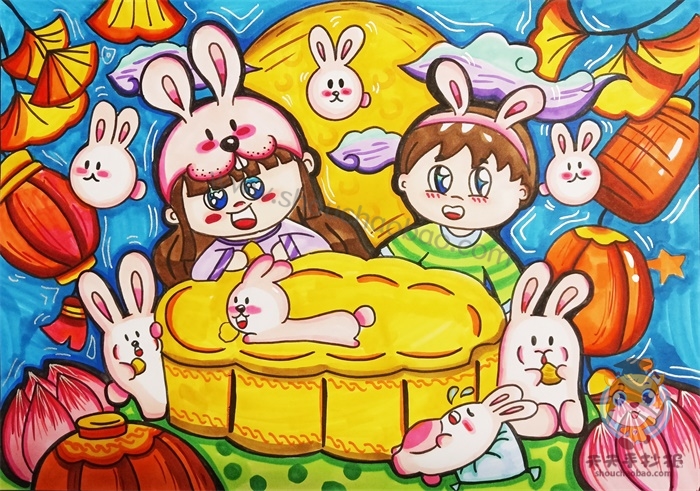 中秋节儿童画