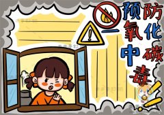 预防一氧化碳中毒手抄报一等奖画法，冬季预防煤气中毒手抄报模板