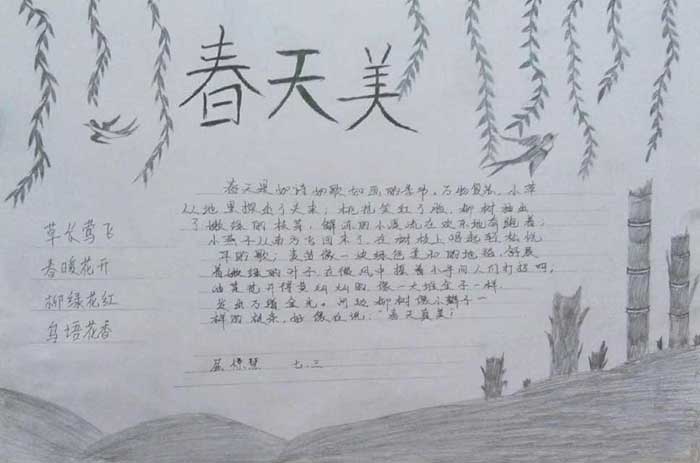 漂亮的春天手抄报图片，春天美