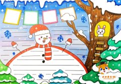 小学生万能冬天手抄报模板，以冬天为主题的手抄报怎么画