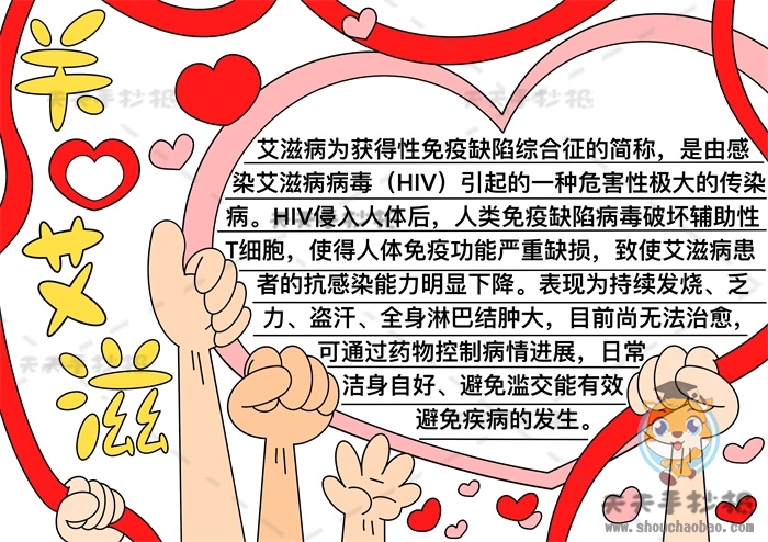 关爱艾滋手抄报