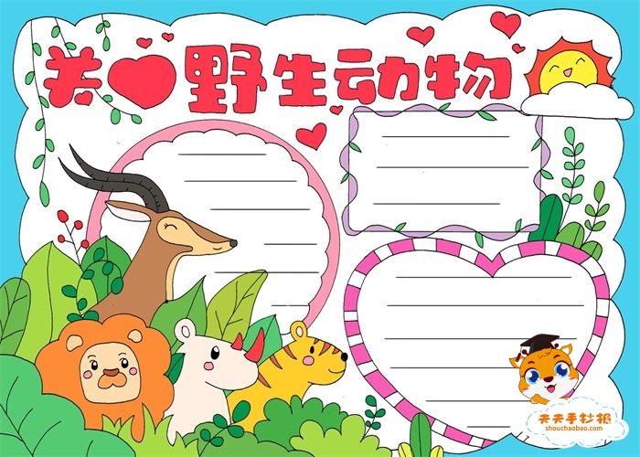 关爱野生动物手抄报