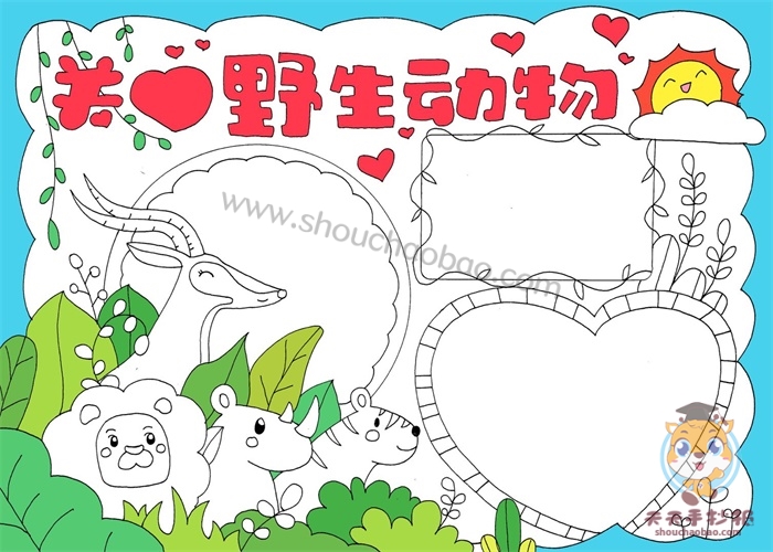 关爱野生动物手抄报