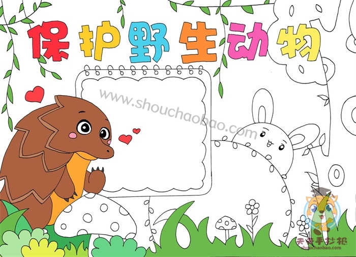 保护野生动物手抄报
