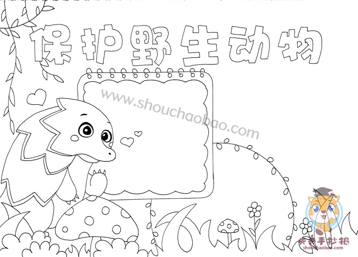 保护野生动物手抄报