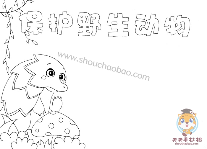 保护野生动物手抄报