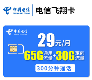 电信5G飞翔卡套餐介绍:29元/月,90G流量+300分钟-1