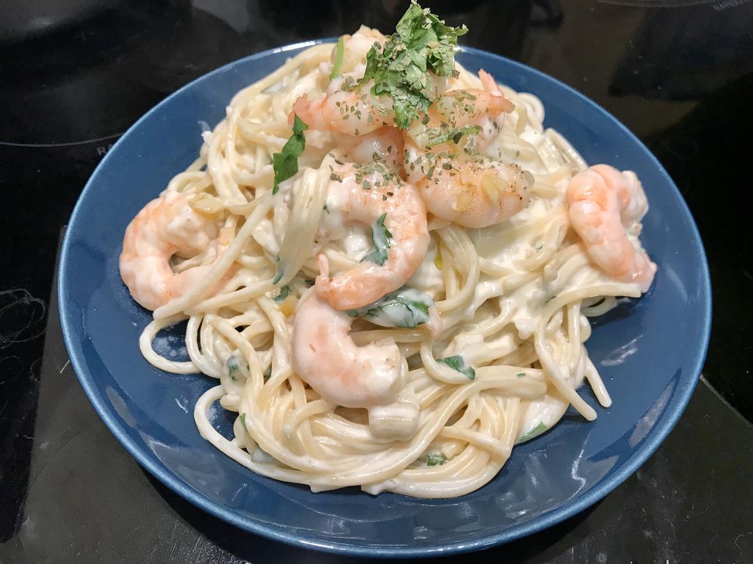 奶油蒜香鲜虾意面｜Creamy Garlic Prawn Spaghetti的做法 步骤14